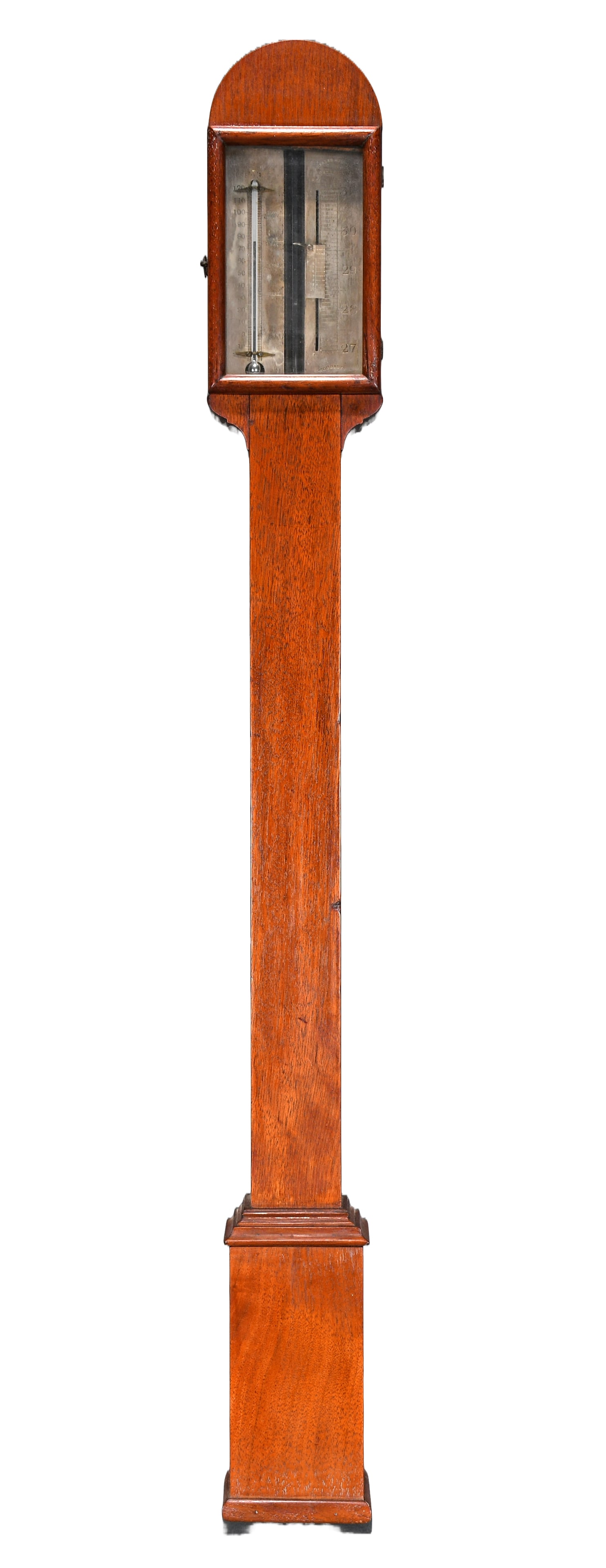 Charles Wilder Manufactured by Woodruff's. Thermometer & Barometer.: Charles Wilder, Petersburg NH. Manufactured by Woodruff's. Thermometer and Barometer. Patented in 1880. Hanging fixture made of mahogany case. Not working but in good condition. 37.5" h. Est. $100-300