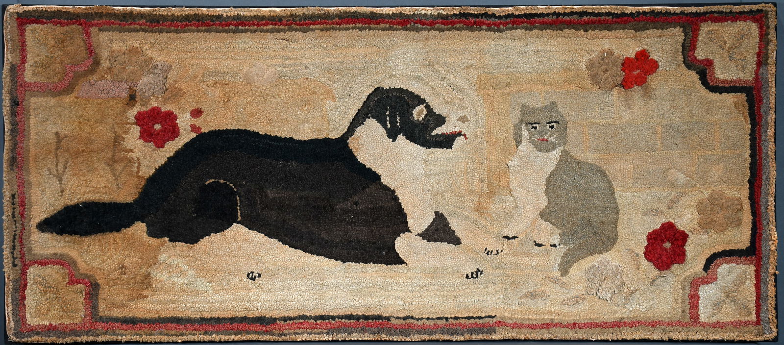 Cat and Dog Hooked Wool Rug. (1 of 5)
