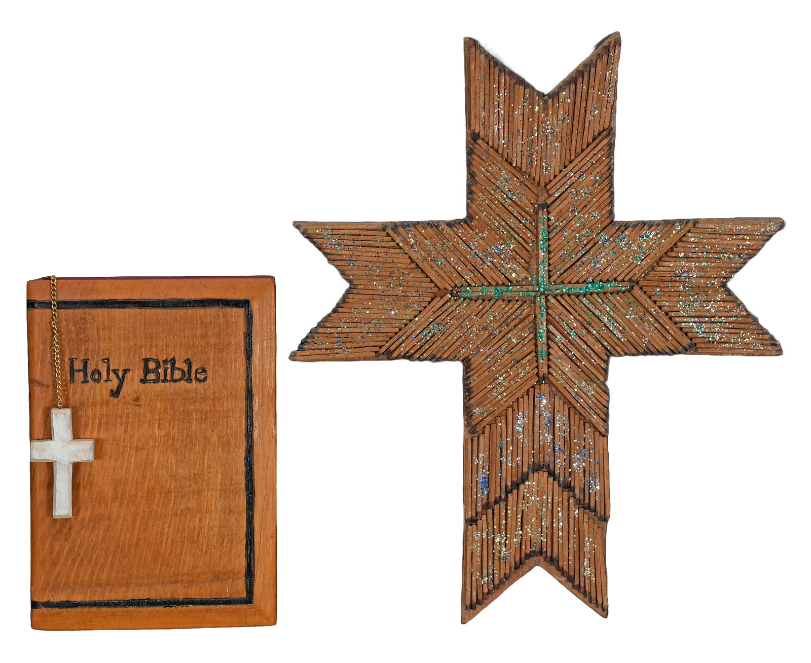 John Hurst & Hazel Miracle. Holy Bible & Matchstick Cross. (1 of 4)