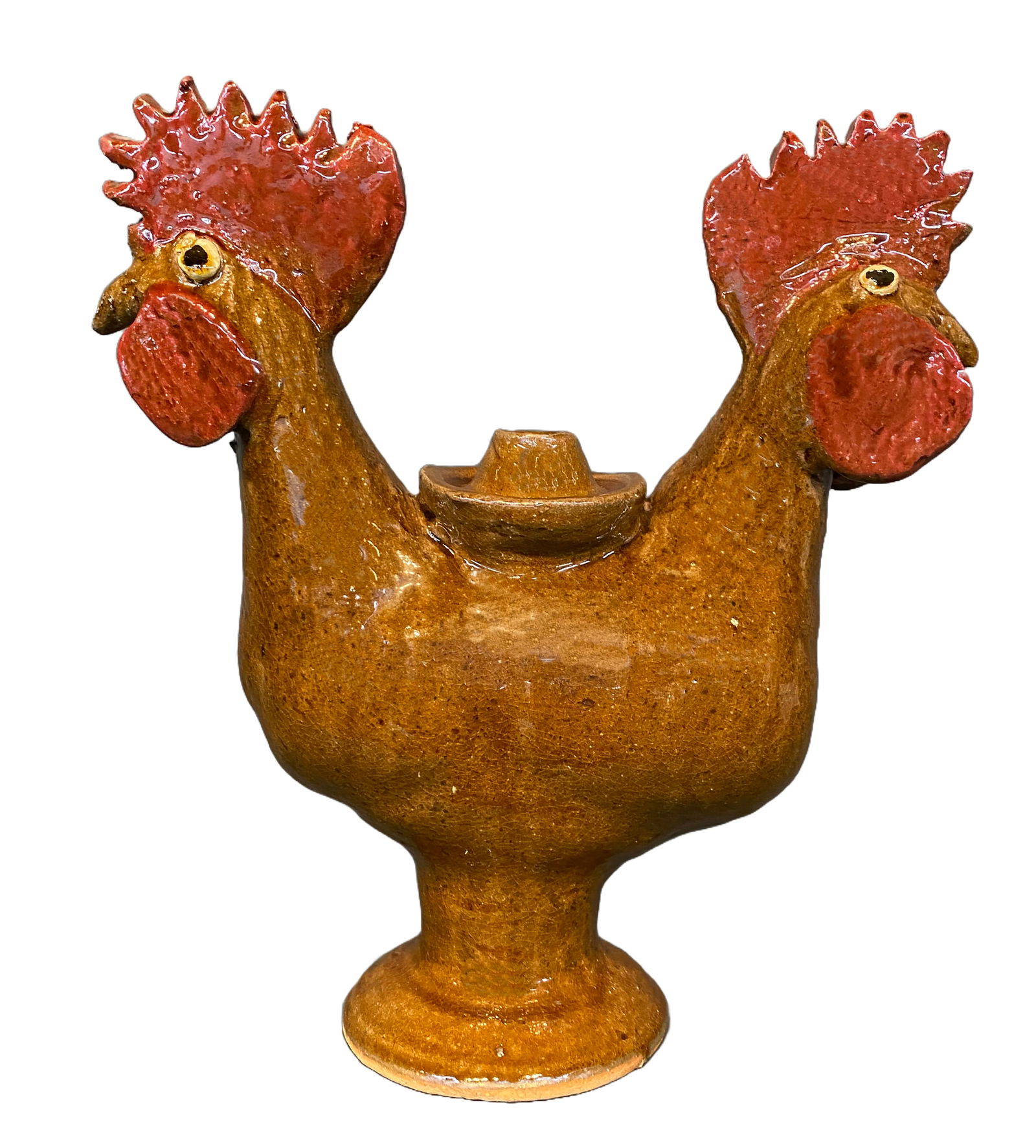 Reggie Meaders. Rare Two-Headed Rooster Candle-Holder. (1 of 4)