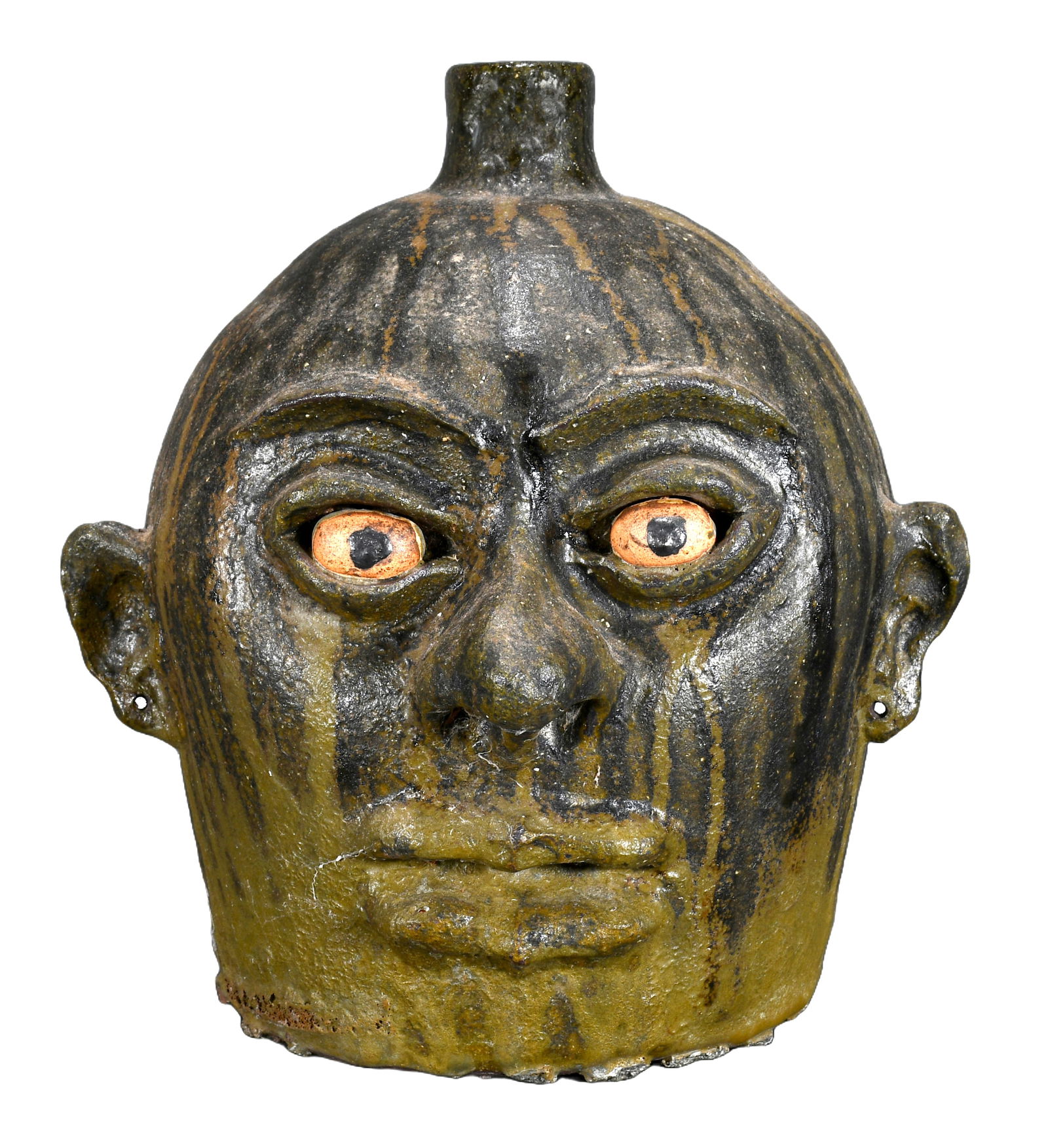 Lanier Meaders. Early Face Jug with Tobacco-Spit Glaze. (1 of 15)