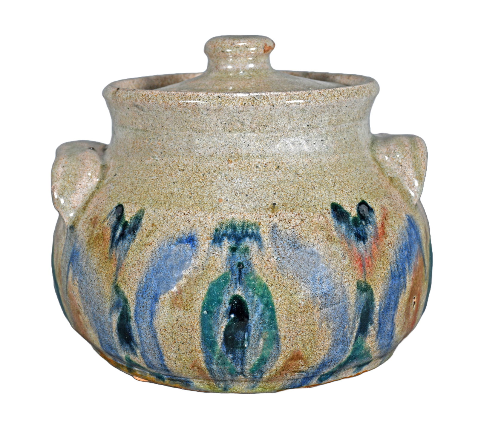 Cheever and Arie Meaders. Decorated Bean Pot With Lid. (1 of 13)