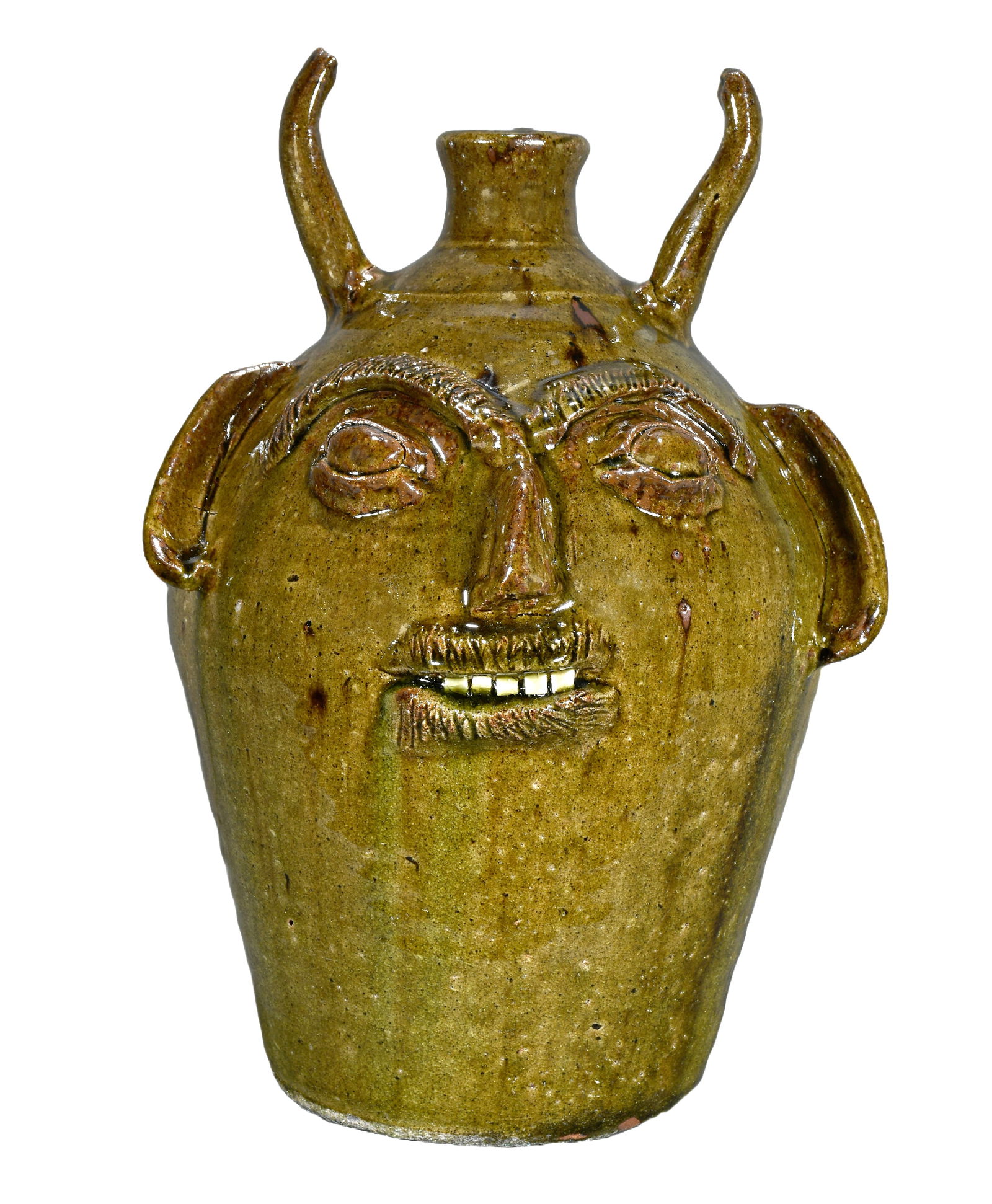 B.B. Craig. Early Devil Face Jug With Large Horns. (1 of 8)