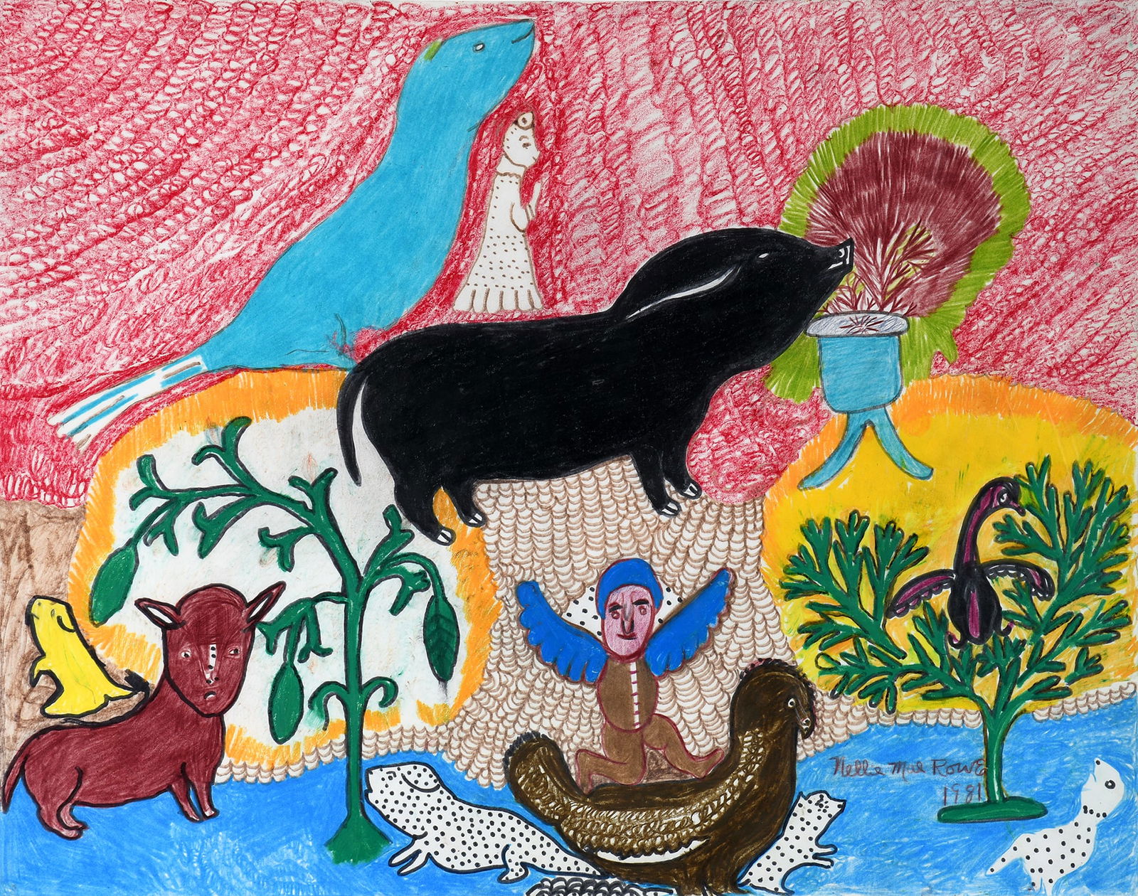 Nellie Mae Rowe. Black Pig With Friends. (1 of 12)