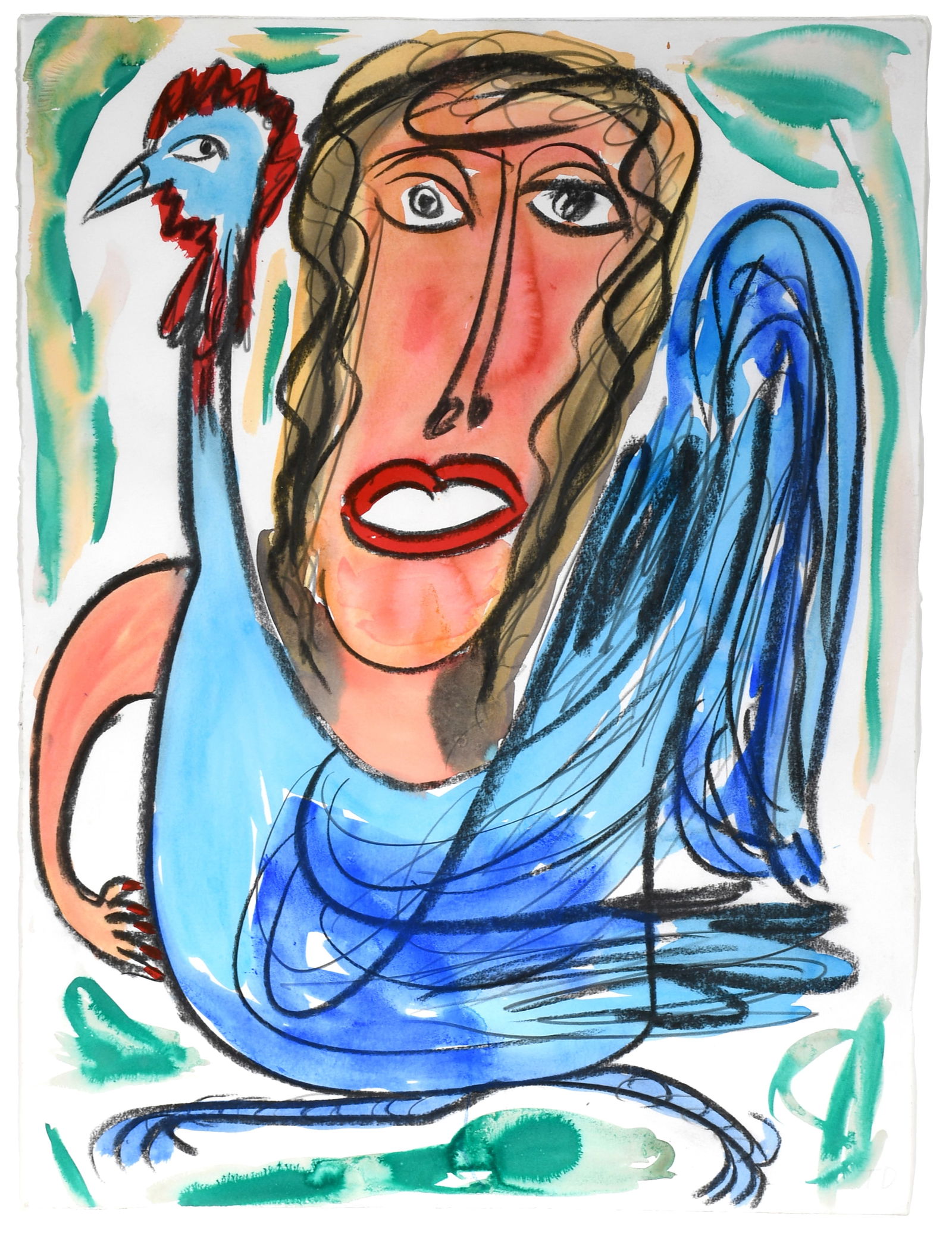 Thornton Dial. Woman With Red Headed Cock. (1 of 6)