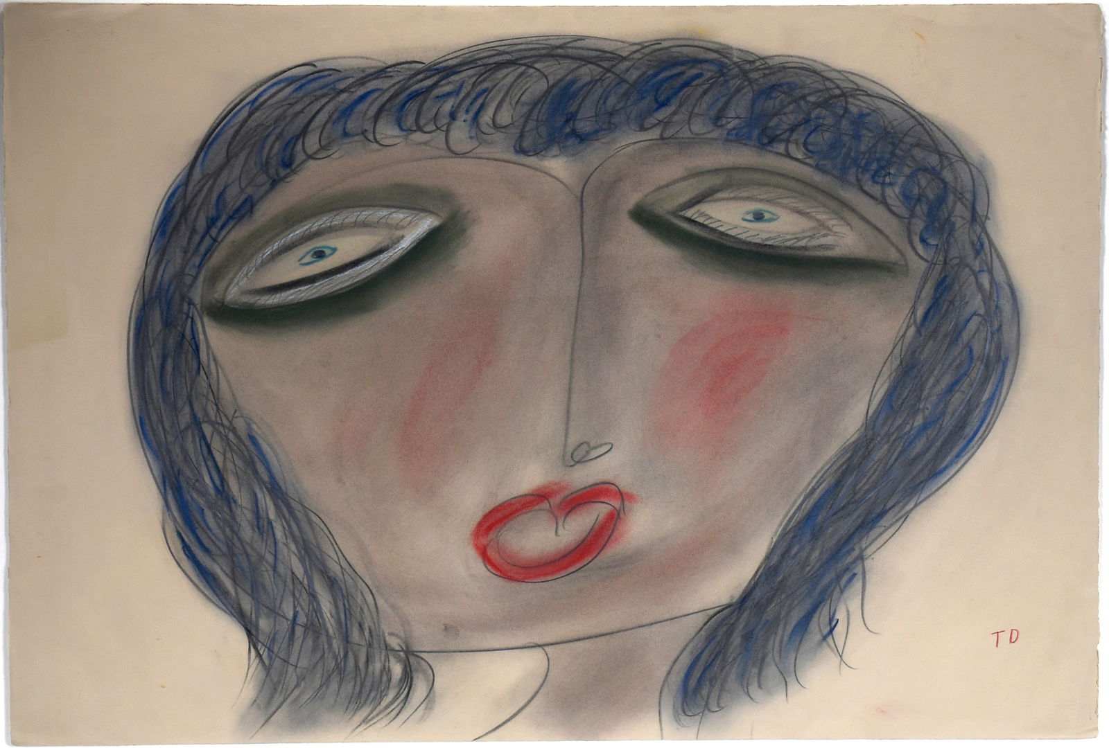 Thornton Dial. Elephant Folio Size Female Portrait. (1 of 7)