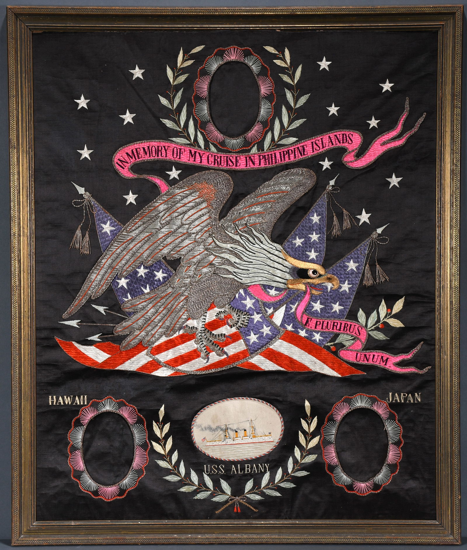 USS Albany - In Memory of My Cruise Ship In Philippine Islands Embroidery. (1 of 7)