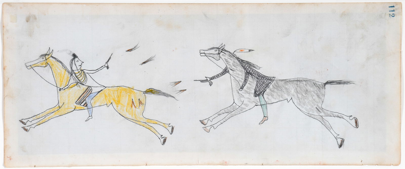 Native American Double-Sided Ledger Drawing. (1 of 8)