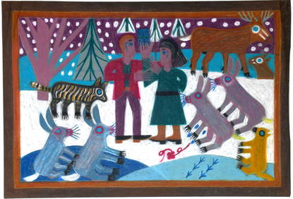 Eddie Arning. Winter Scene With Animals. (1 of 7)