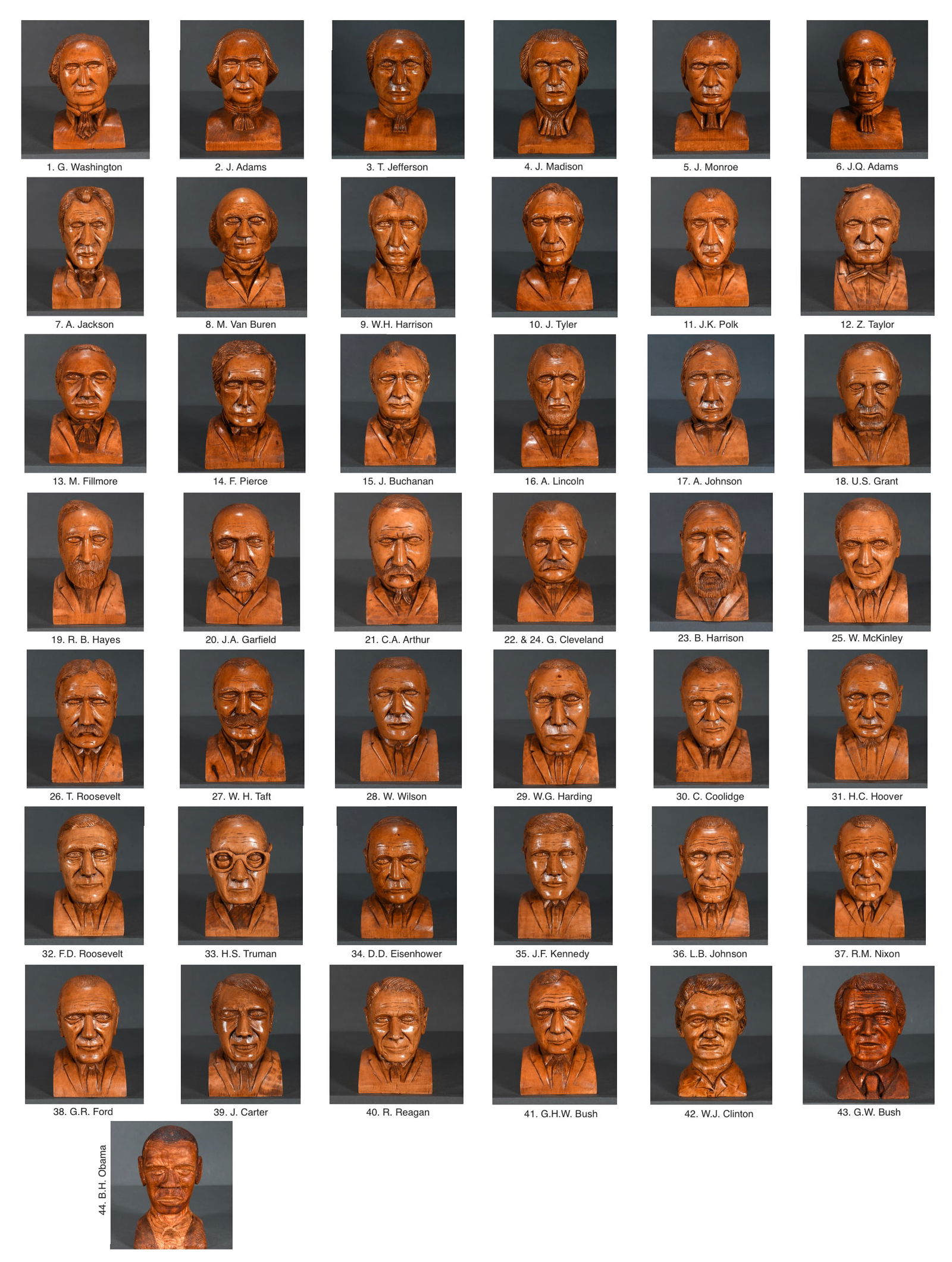 R. Bachman and J. Machen. 43 Presidential Busts. (1 of 20)