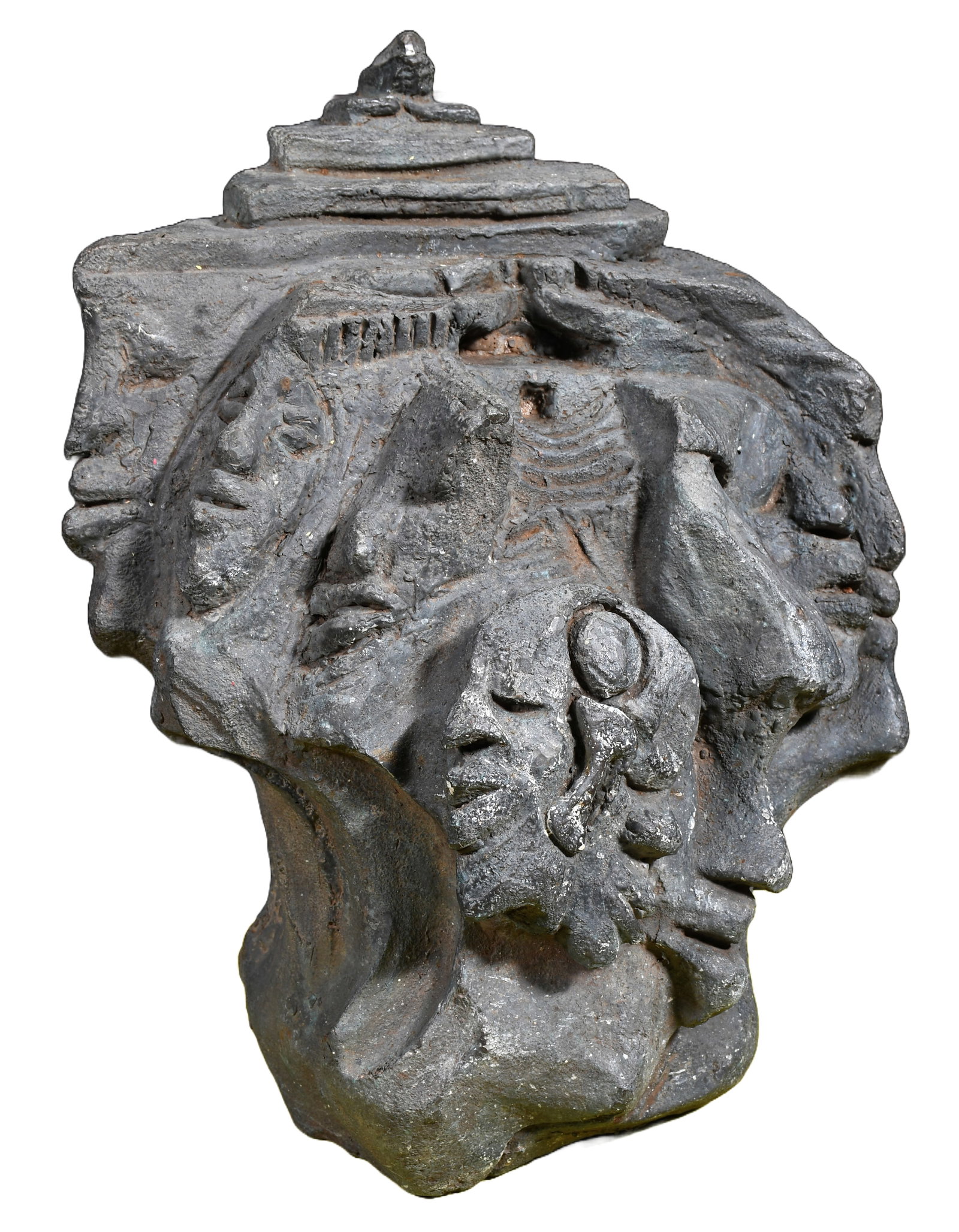 Lonnie Holley. Iron Cast Sculpture From Sandstone Carving.: Lonnie Holley. Iron Cast Sculpture From Sandstone Carving. Initialed and numbered #1 of 10. Excellent condition. 16" w x 19" h x 6" d. Est. $400-600. Buyer is responsible for shipping, very heavy.