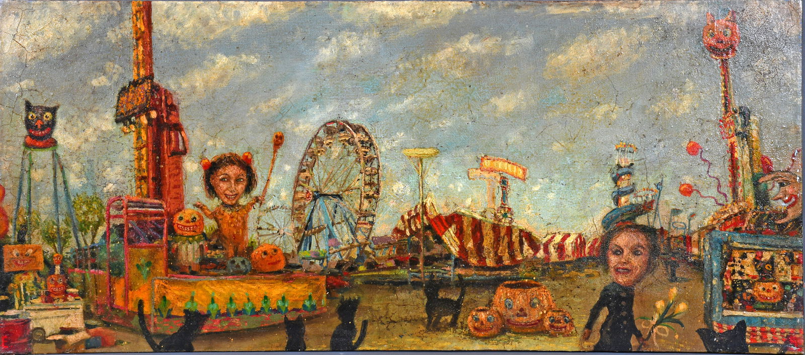 Elizabeth Shreve. A Form of Dreaming.: Elizabeth Shreve. A Form of Dreaming. 2000. Signed, dated and titled. Oil and heavy varnish on linen. Slight crazing, otherwise excellent condition. 41" w x 20" h. Provenance: Carl Hammer Gallery. Est