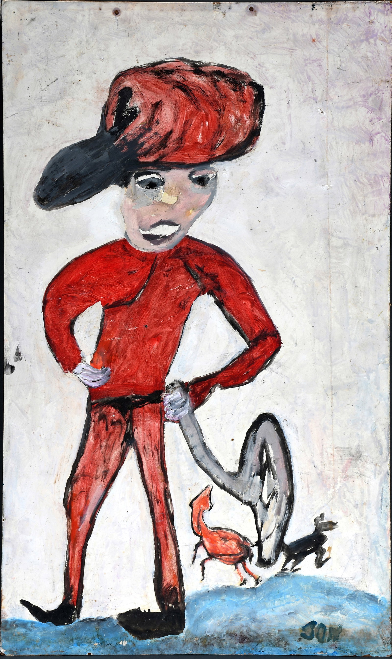 Jon Serl. Fool Family.: Jon Serl. Fool Family. #22. Signed, titled and numbered. Paint on found fiberboard. Minor surface grime and wear, otherwise good condition. 20" w x 33" h. Est. $1,000-2,000. Ship: $85