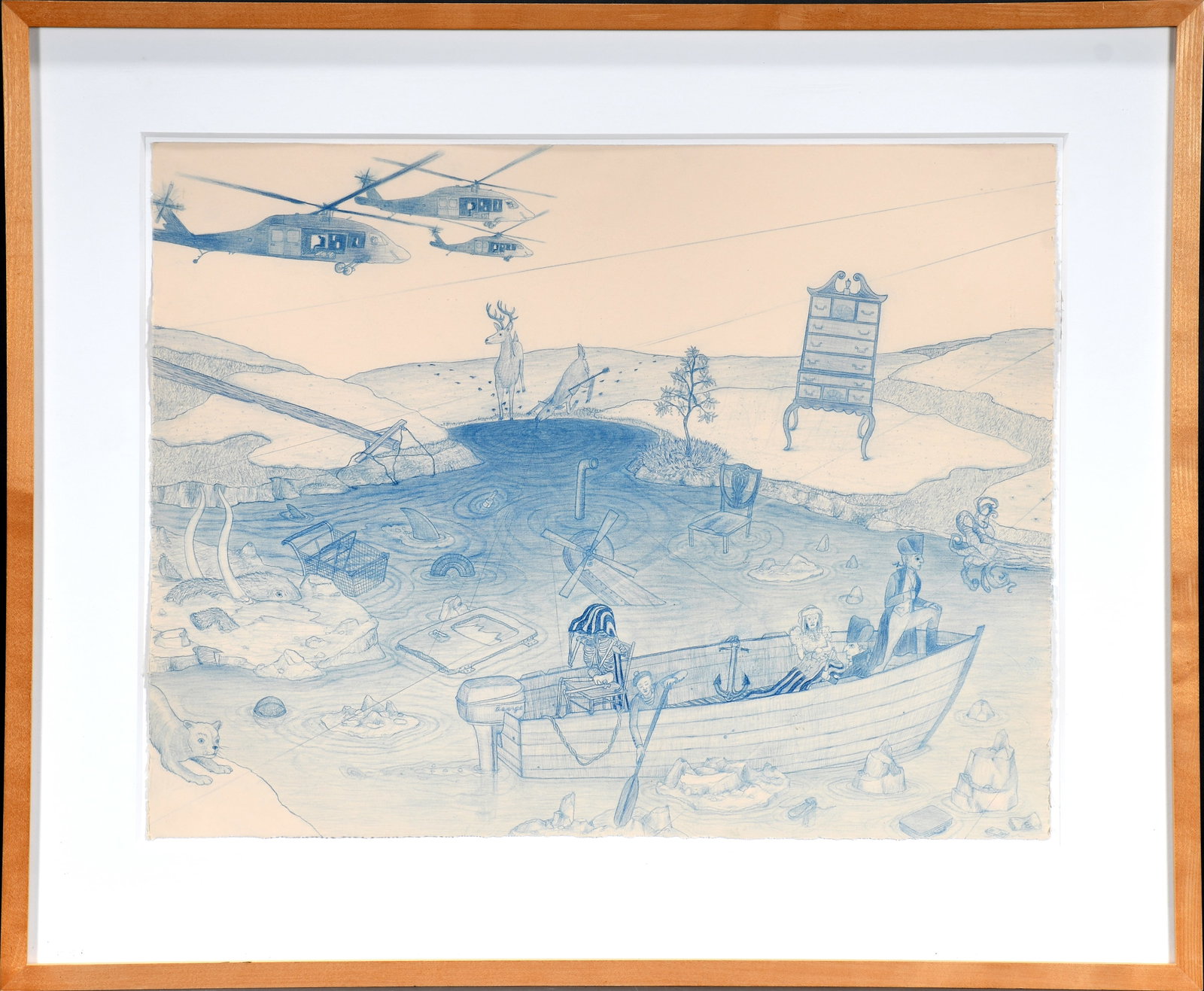 Michael Krueger. Ubiquitous Histories - Drawing America: Washington's Double.: Michael Krueger. Ubiquitous Histories - Drawing America: Washington's Double. 1st of Triptych. c. 2000. Colored pencil on paper. Excellent condition. Image is 22" w x 17" h. Size with frame is 29" w x