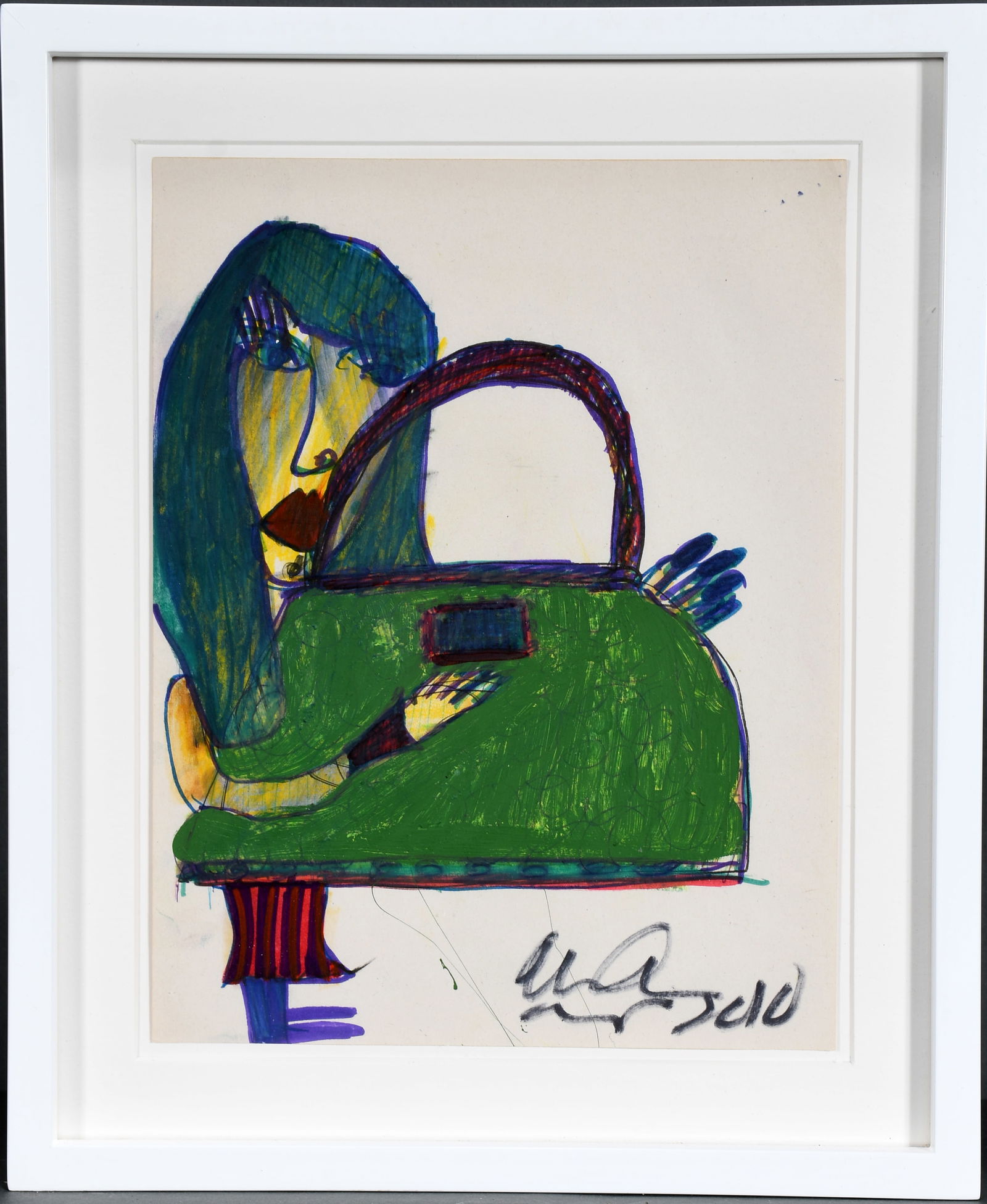 Anne Grgich. Woman with Giant Green Purse. (1 of 1)