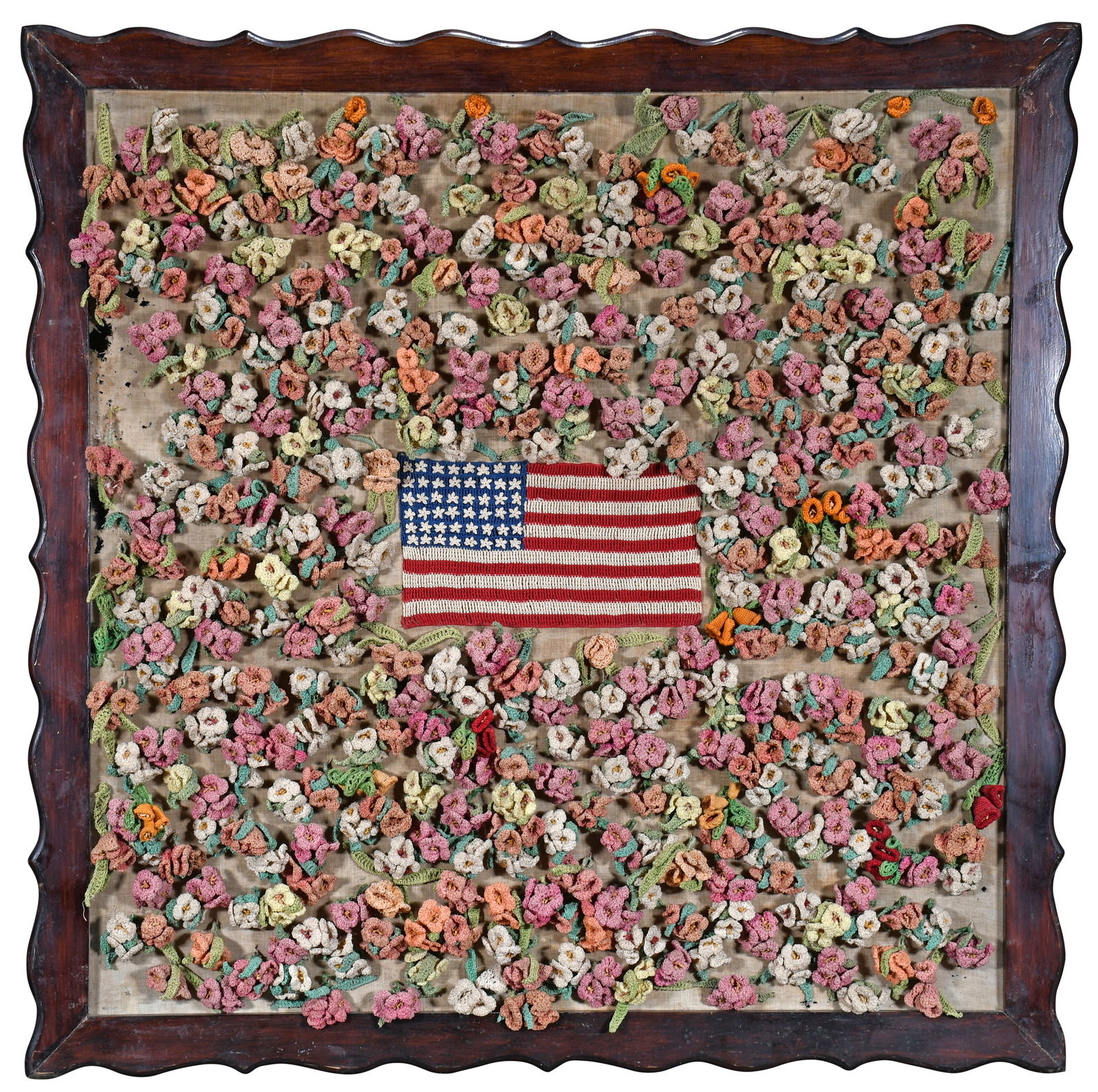 Patriotic Flag Surrounded By Flowers. (1 of 6)