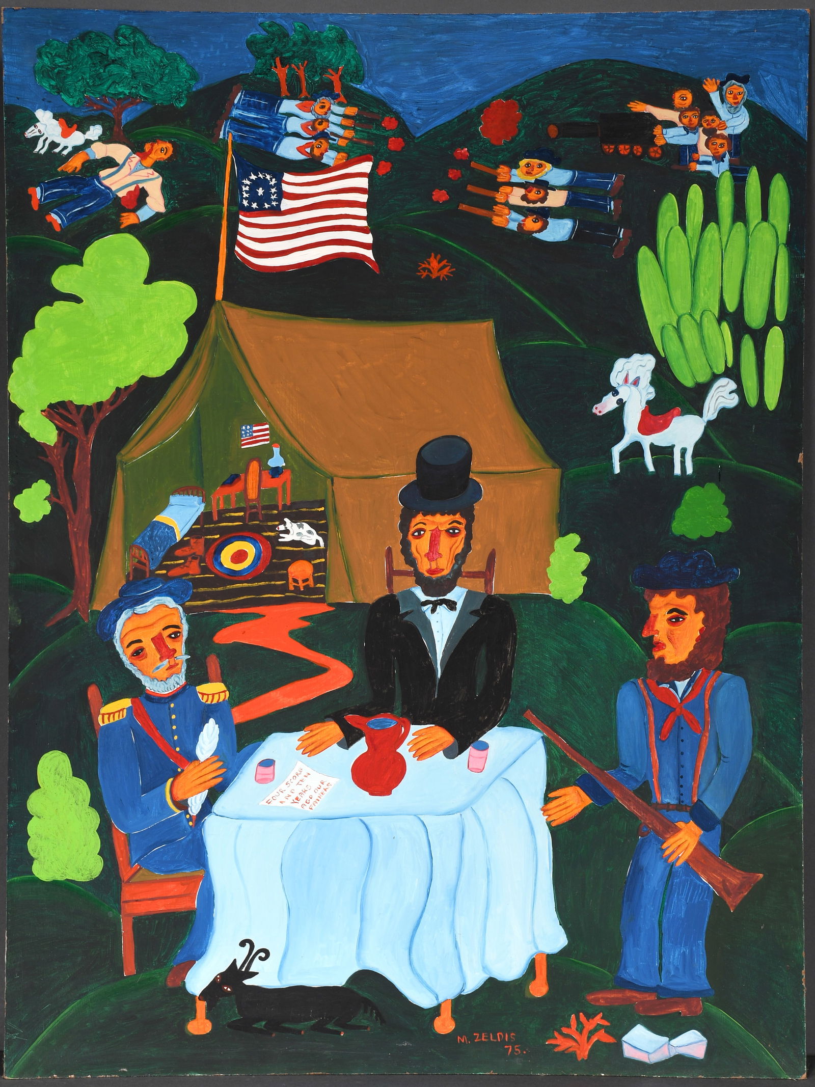 Malcah Zeldis. Lincoln At Gettysburg. (1 of 8)