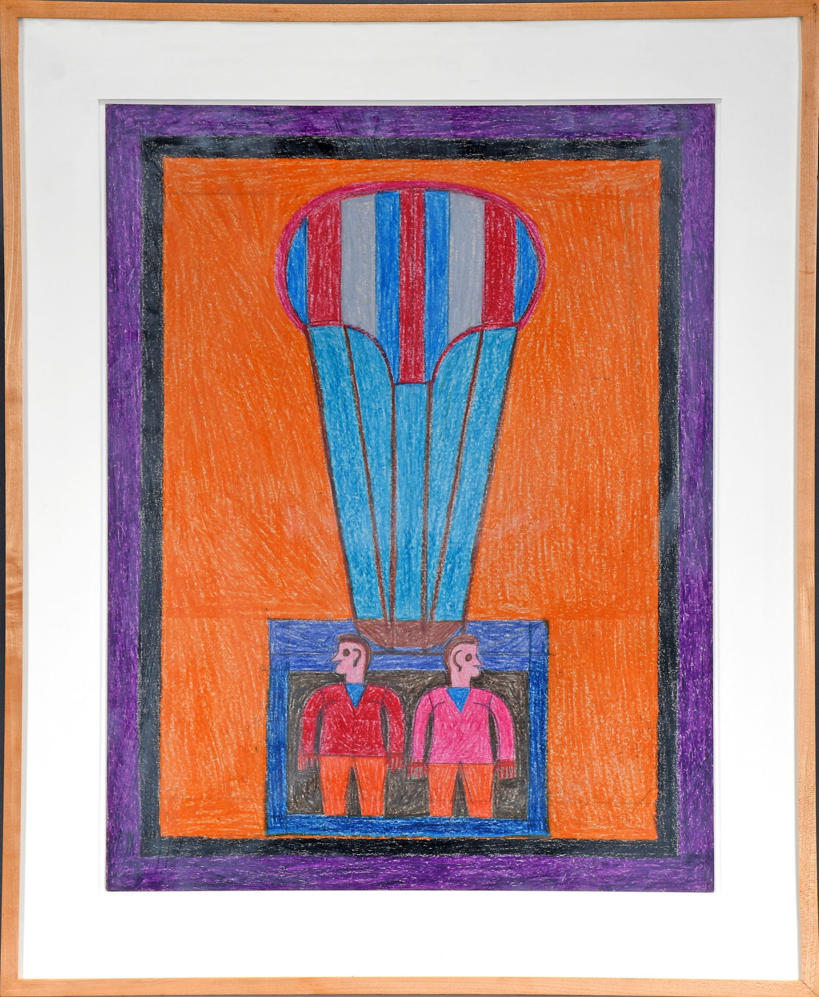 Eddie Arning. Two Men In A Hot Air Balloon. (1 of 4)