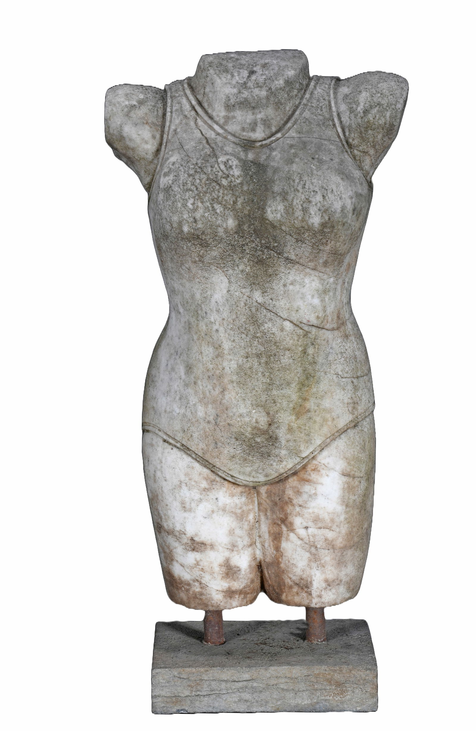 Carved Marble Woman's Torso In Bathing Suit. (1 of 7)