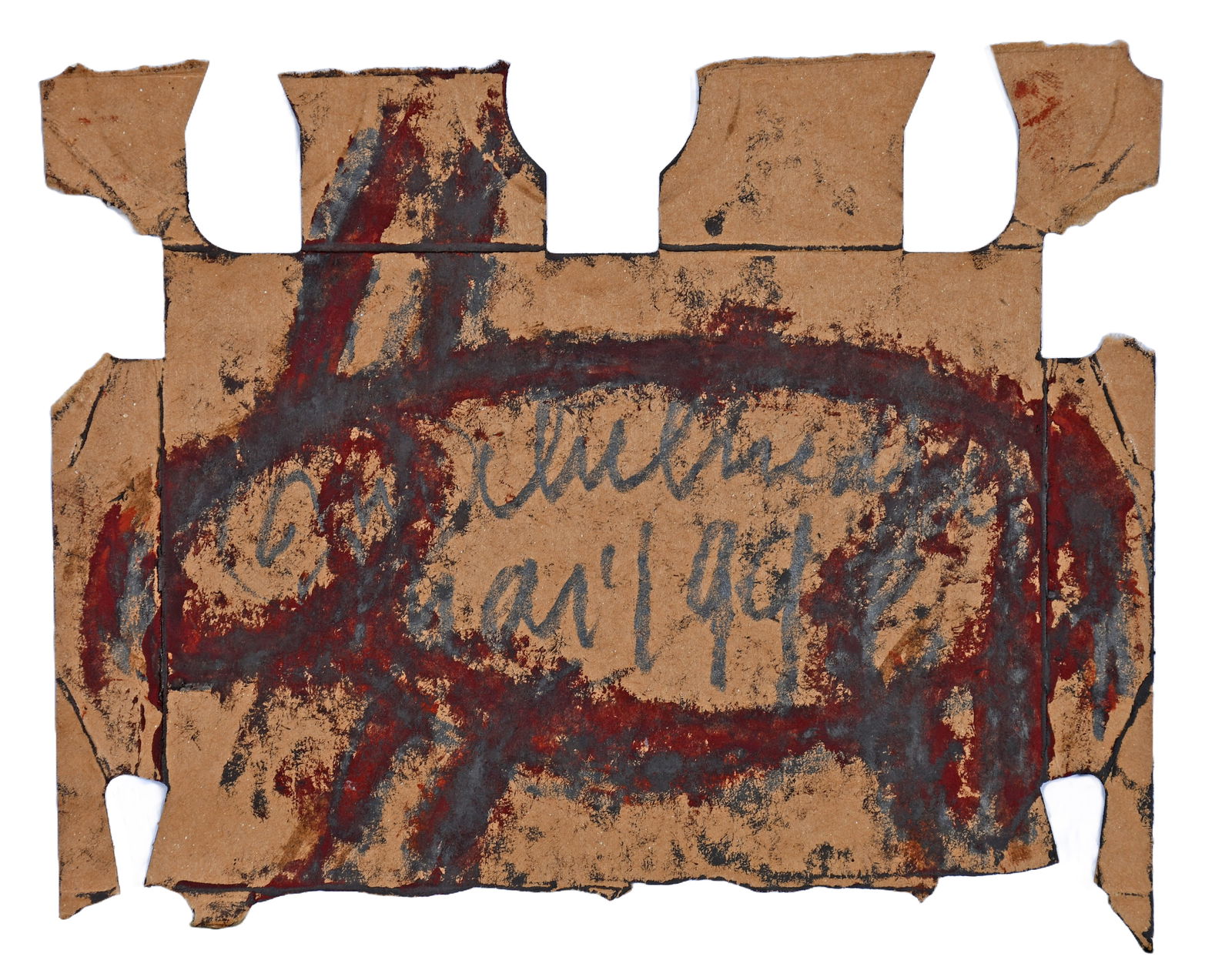 Michel Nedjar. Animal.: Michel Nedjar. Animal. c. 1990. Signed and dated. Mixed media on back of Coca-Cola cardboard packaging. Great condition. 8" w x 7" h. Est. $300-500. Ship: $45