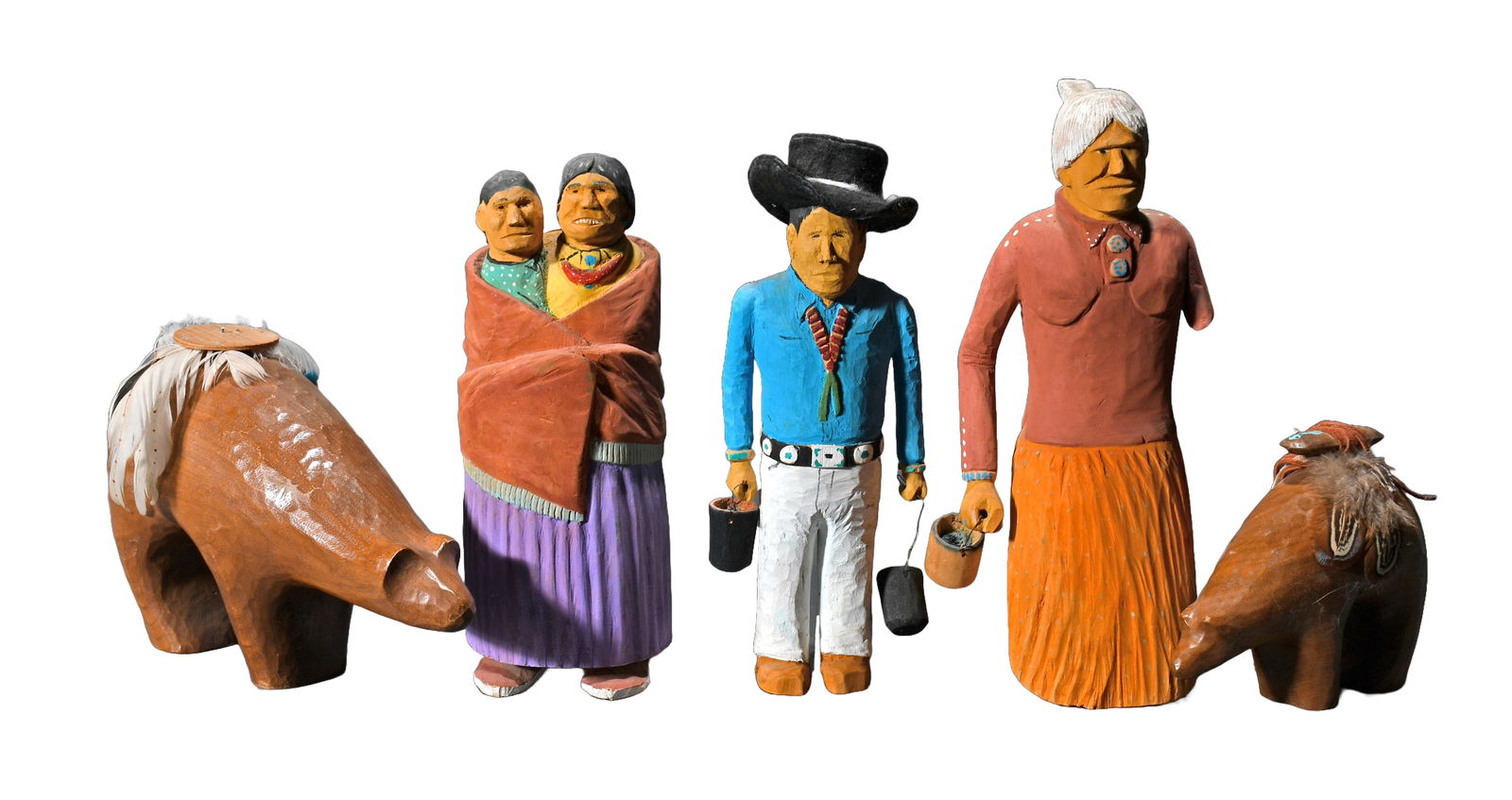 Johnson Antonio & Huth. Carved Wooden Figures & Animals. (1 of 3)