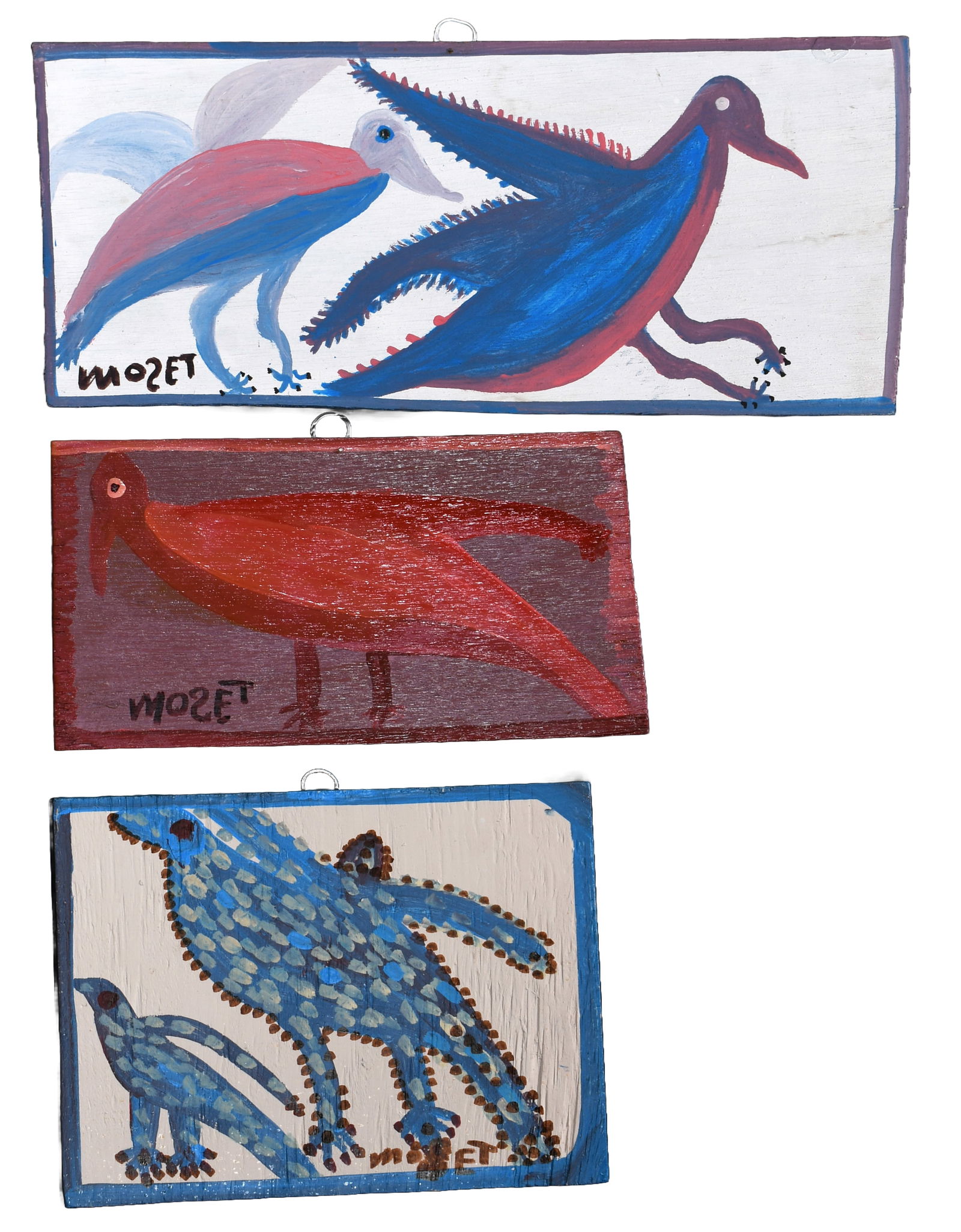 Mose Tolliver. Three Bird Paintings. (1 of 3)