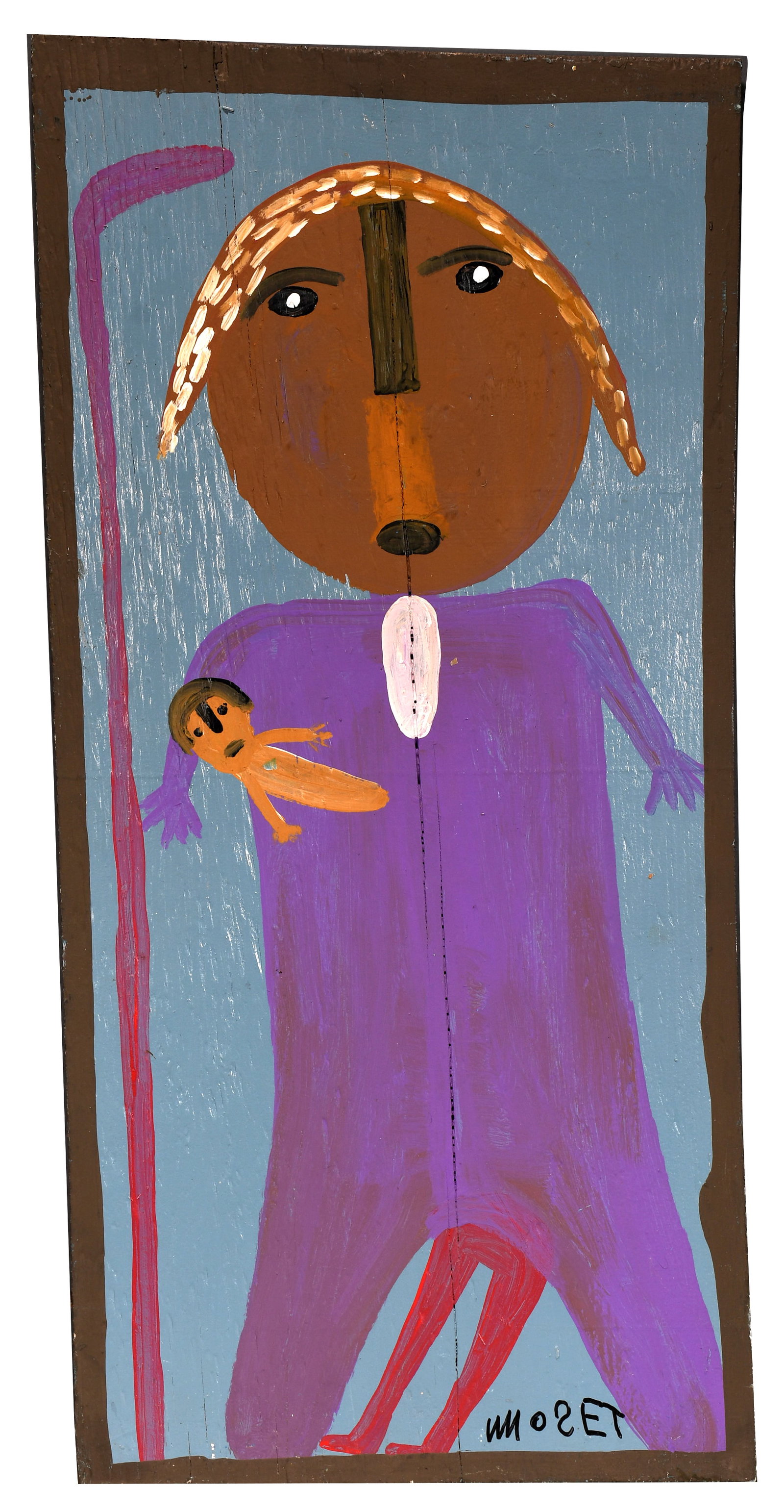 Mose Tolliver. Woman With Baby.: Mose Tolliver. Woman With Baby. Signed. Paint on board. Great condition. 16" w x 31" h. Est. $500-800. Ship: $85