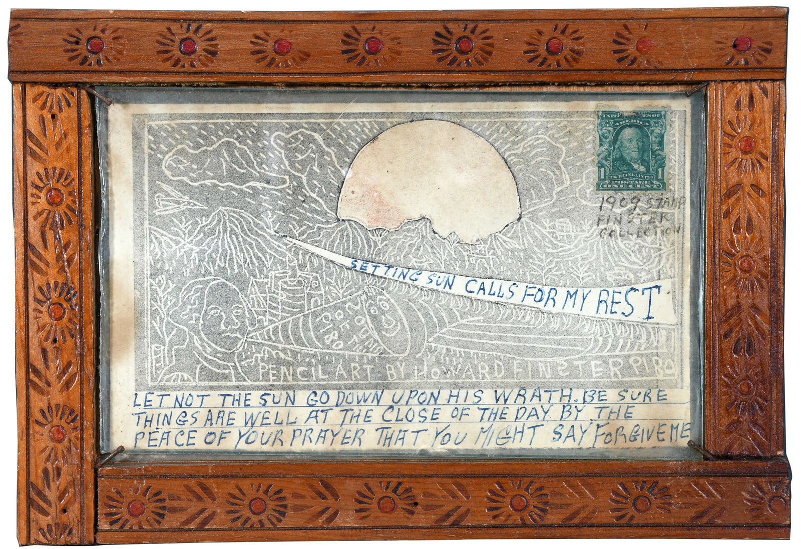 Howard Finster. Setting Sun Calls For My Rest, #1,599. (1 of 6)