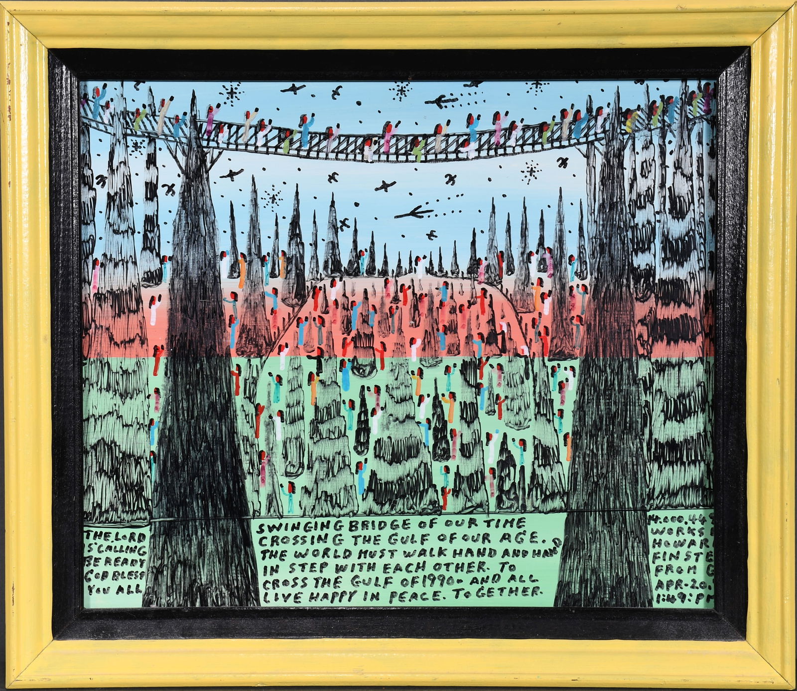 Howard Finster. Swinging Bridge Of Our Time, #14,449. (1 of 4)