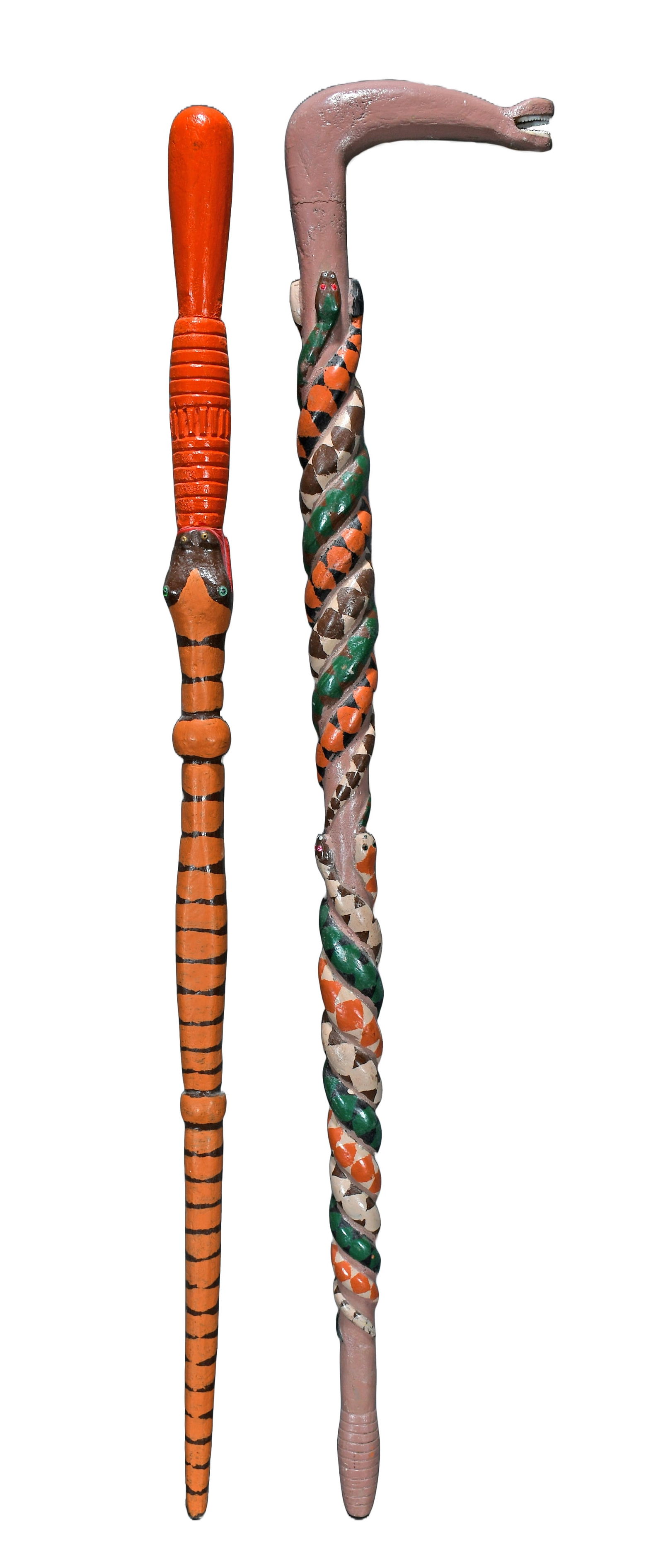 Denzil Goodpaster. Multiple Coiled Snake Cane & Gator Cane. (1 of 4)