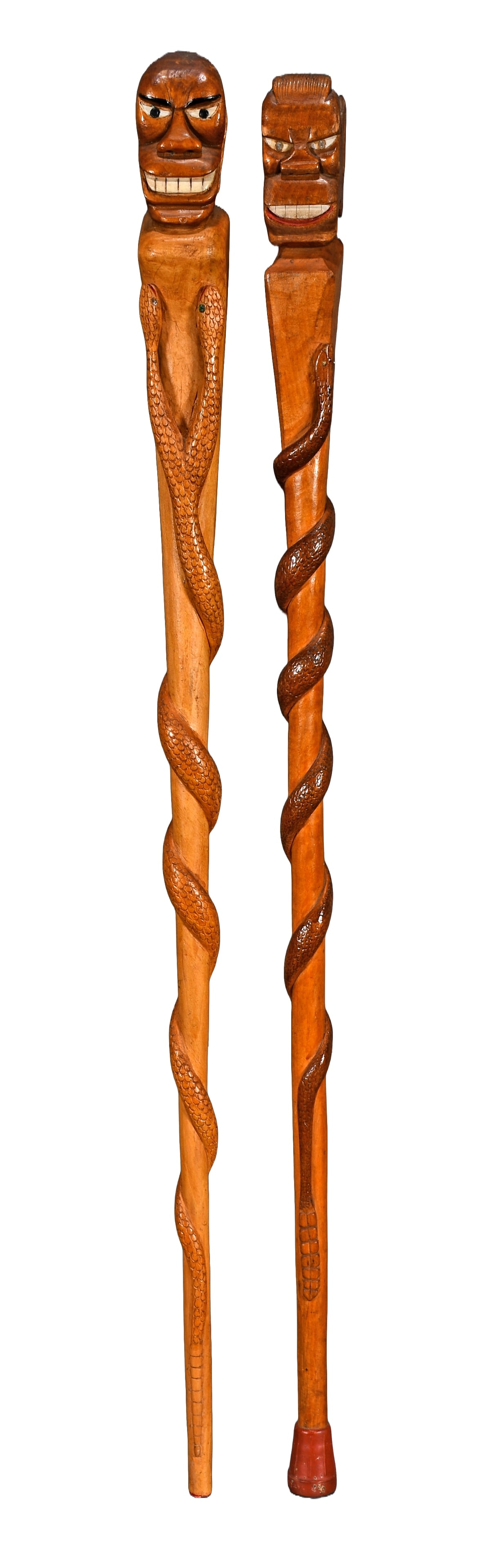 Pair of Snake Canes with Grinning Faces. (1 of 4)