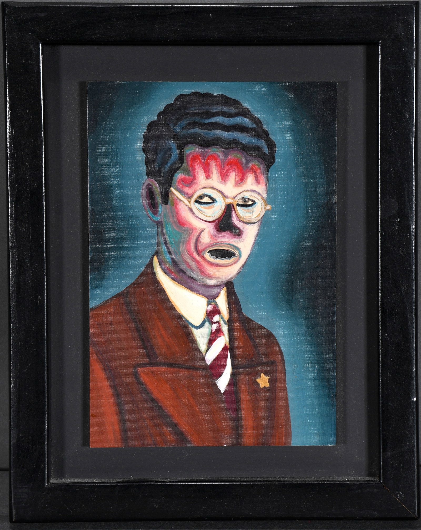 Michael Noland. Law Man.: Michael Noland. Law Man. 1989. Signed, dated and titled. Portrait over found studio photograph dated 1978. Excellent condition. Image is 4.5" w x 6.5" h. Frame is 7" w x 9" h. Est. $200-300. Ship: $35