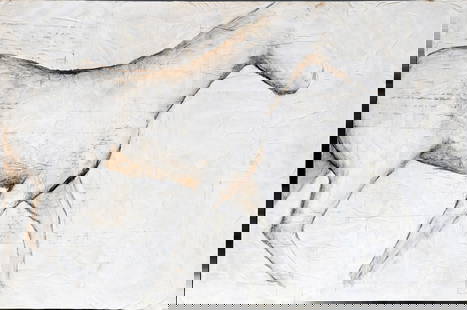 F. Murphy. Horse.: F. Murphy. Horse. Signed on verso. Paint and mixed media on board. Excellent condition. 36" w x 24" h. Est. $500-800. Ship: $125