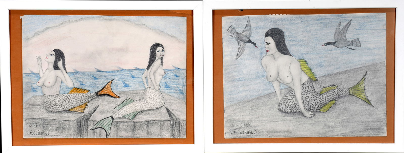 Lawrence Lebduska. Pair of Mermaid Drawings. (1 of 5)