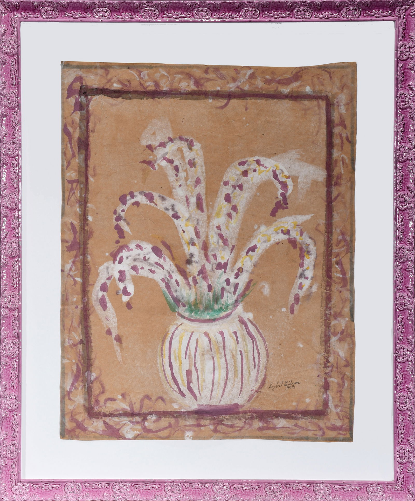 Sybil Gibson. Vase With Plant. (1 of 3)