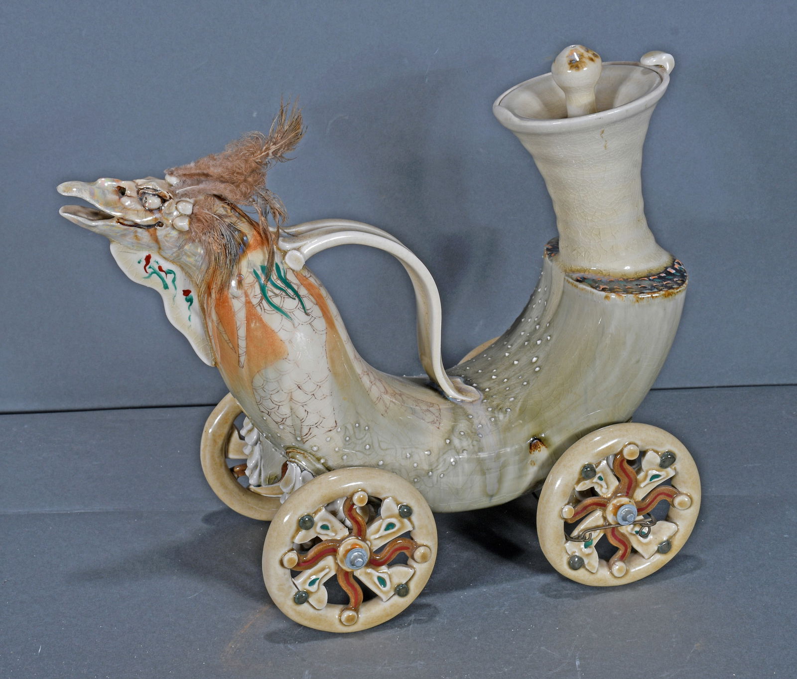 Montesano Porcelain. Fanciful Rolling Tea Pot. (1 of 3)