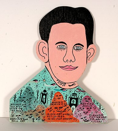 Howard Finster. Howard In 1937, #12,089.: Howard Finster. Howard In 1937, #12,089. 1989. Paint and marker on wooden cut out. Excellent condition. 16.5” w x 14.5” h. Provenance: The Lynne Ingram Collection. Est. $400-600. Ship: $35