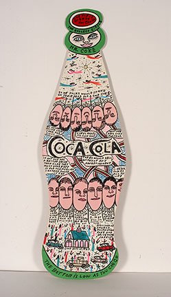 Howard Finster. Coca-Cola, #11,636.: Howard Finster. Coca-Cola, #11,636. 1989. Paint and marker on wooden cut out. Excellent condition. 11” w x 34”h. Provenance: The Lynne Ingram Collection. Est. $800-1,200. Ship: $55