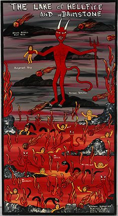 Michael Finster. Eternal Damnation, #5,779.: Michael Finster. Eternal Damnation, #5,779. 2006. Signed, dated, titled and numbered. Paint on panel. Excellent condition. 14”w x 27”h. Est. $400-600. Ship: $45