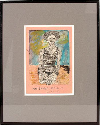 Justin McCarthy. Mrs. Samuel Bell.: Justin McCarthy. Mrs. Samuel Bell. Mixed media on paper. Image is 9” w x 12” h. Frame is 17” w x 20”h. Excellent condition. Est. $500-800. Ship: $45