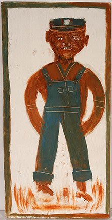 Jimmy Lee Sudduth. Self-Portrait.: Jimmy Lee Sudduth. Self-Portrait. Signed. Not dated. Mud and paint on board. Excellent condition. Nice thick mud. 24” w x 48”h. Est. $800-1,200. Ship: $100