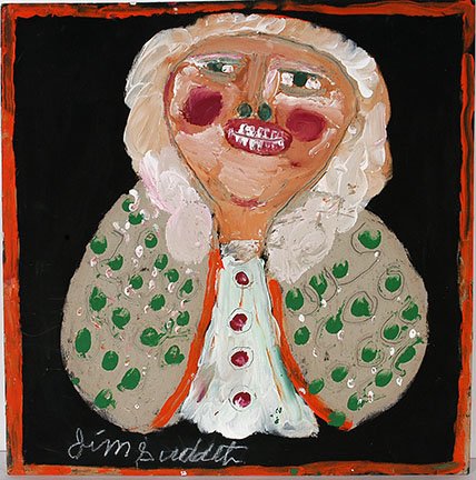 Jimmy Lee Sudduth. King George.: Jimmy Lee Sudduth. King George. Signed. Not dated. Paint and mud on board. Excellent condition. 24”w x 24” h. Est. $300-500. Ship: $45