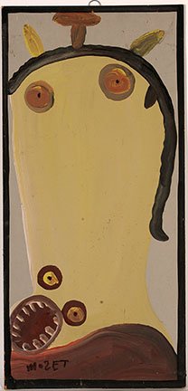 Mose Tolliver. Nahl.: Mose Tolliver. Nahl. c. 1980’s. Paint on masonite. Signed. Excellent condition. 13” w x 27”h. Est. $800-1,200. Ship: $35