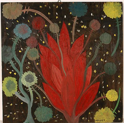 Mose Tolliver or Mose Tolliver Style. Flowers.: Mose Tolliver or Mose Tolliver Style. Flowers. Paint on board. Great condition. 24” x 24”. Provenance: Kelly Ludwig, Author of Detour Art. Est. $100-200. Ship: $45