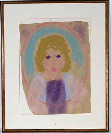 Sybil Gibson. Woman’s Portrait.: Sybil Gibson. Woman’s Portrait. 1992. Signed and dated. Watercolor on cardboard. Needs to be reset in frame, otherwise excellent condition. Image is 17” w x 23”h. Frame is 27”w x 33”h. Est.