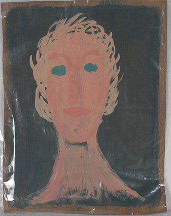 Sybil Gibson. Double-Sided Portrait.: Sybil Gibson. Double-Sided Portrait. 1993. Signed. Watercolor on paperbag. Excellent condition. 18” w x 24” h. Est. $300-500. Ship: $45