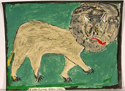 Charlie Kinney. Lion Eater.: Charlie Kinney. Lion Eater. Signed. Not dated. Watercolor and paint on poster. Excellent condition. 28” w x 22”h. Est. $500-800. Ship: $55