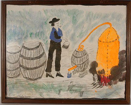 Charlie Kinney. Making Moonshine.: Charlie Kinney. Making Moonshine. Signed. Not dated. Graphite and paint on paper. Great condition. Needs new frame. 22” w x 28”h. Est. $500-800. Ship: $55