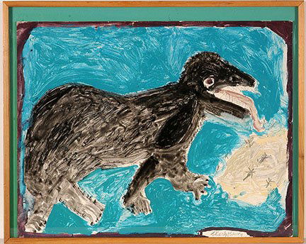 Charlie Kinney. Ant Eater.: Charlie Kinney. Ant Eater. Signed. Not dated. Poster paint on poster. Loss in frame, otherwise excellent condition. Size with frame is 30” w x 24”h. Est. $400-600. Ship: $65