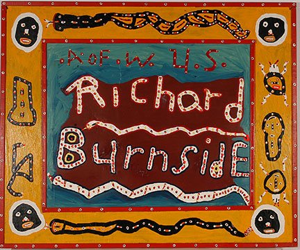 Richard Burnside. Richard’s Sign.: Richard Burnside. Richard’s Sign. Signed. Not dated. Oil on board. Excellent condition. Unusual piece. 48” w x 40”h. Est. $200-300. Ship: $200